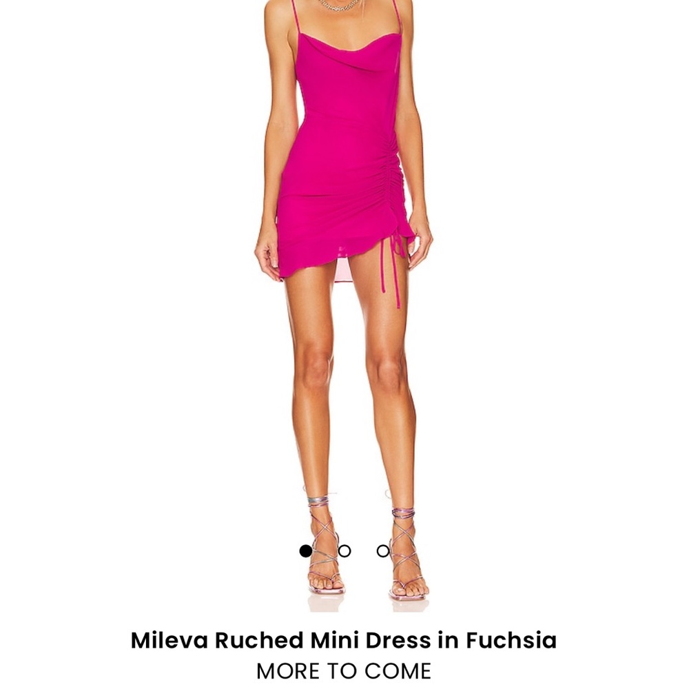 New with tags Mileva Ruched Mini dress in Fuschia